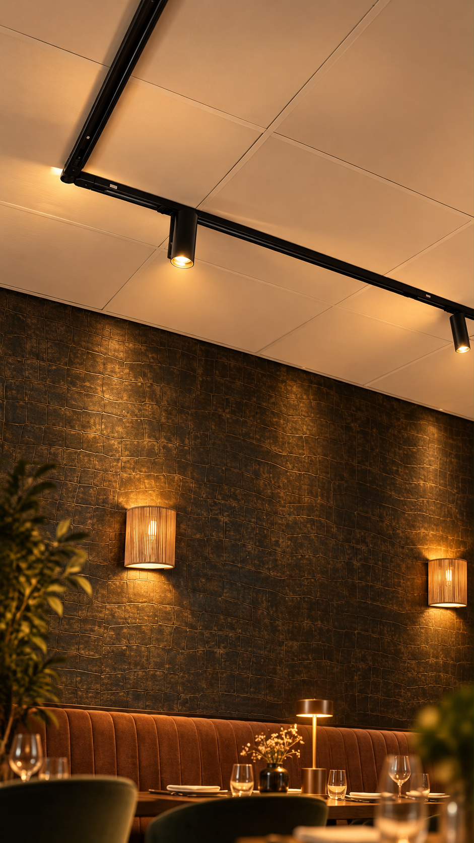 Lichtrails met spots als restaurant binnenverlichting